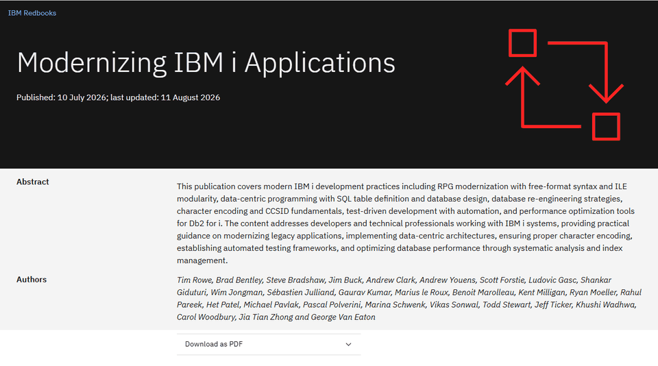 Modernizing IBM i Applications, published on the RBX system